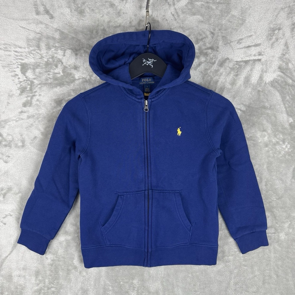 Polo Ralph Lauren Hoodie Kids Size 7 Navy Blue  Fleece Full-Zip Youth Preppy